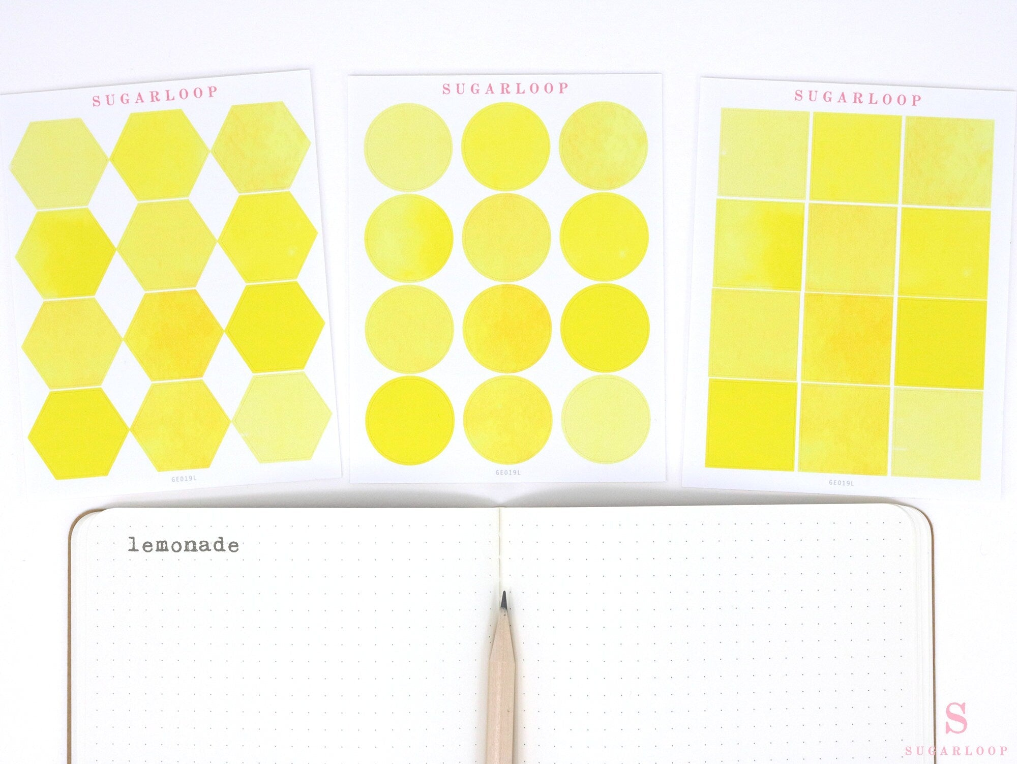 Hexagon Dot Square Bujo Planner Stickers: 1 in (25 mm)