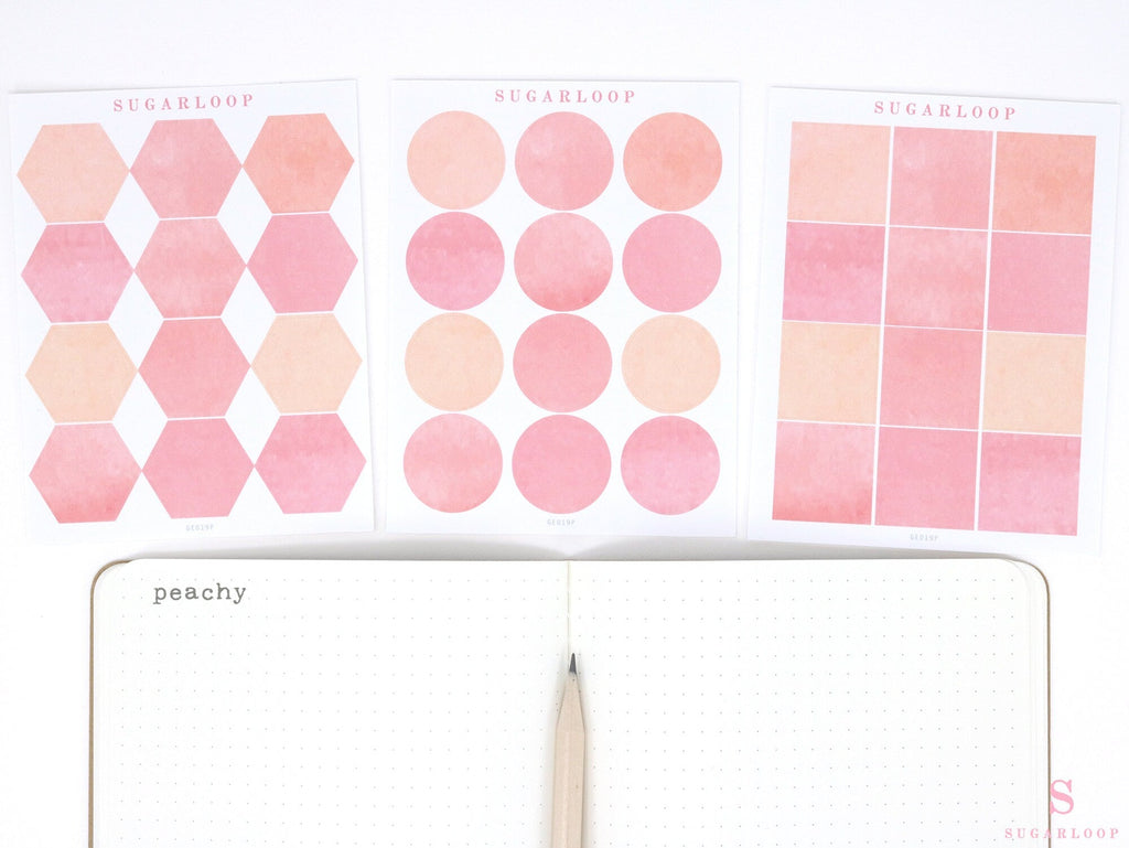 Hexagon Dot Square Bujo Planner Stickers: 1 in (25 mm)