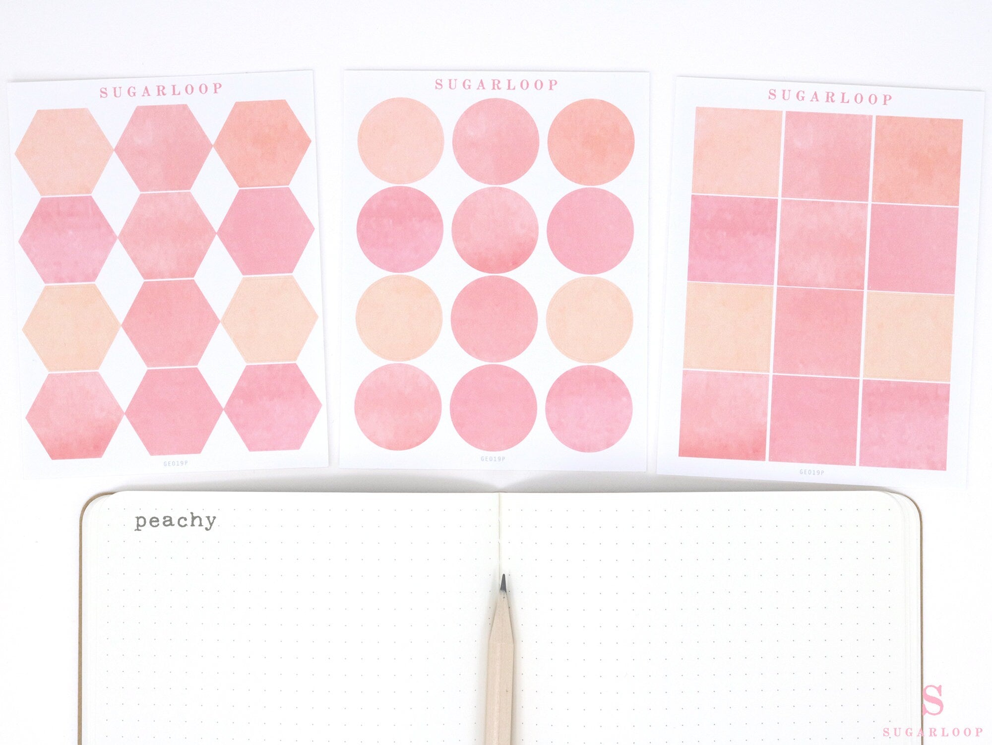 Hexagon Dot Square Bujo Planner Stickers: 1 in (25 mm)