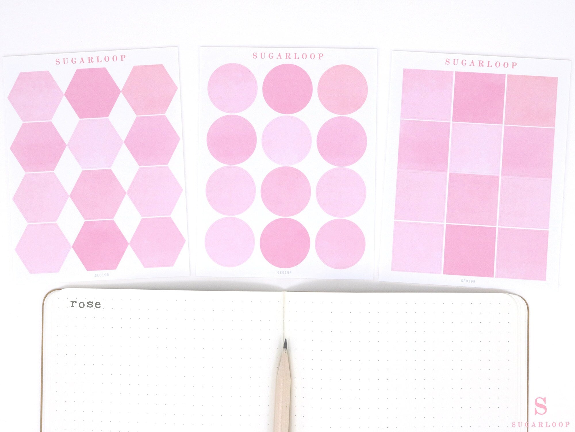 Hexagon Dot Square Bujo Planner Stickers: 1 in (25 mm)