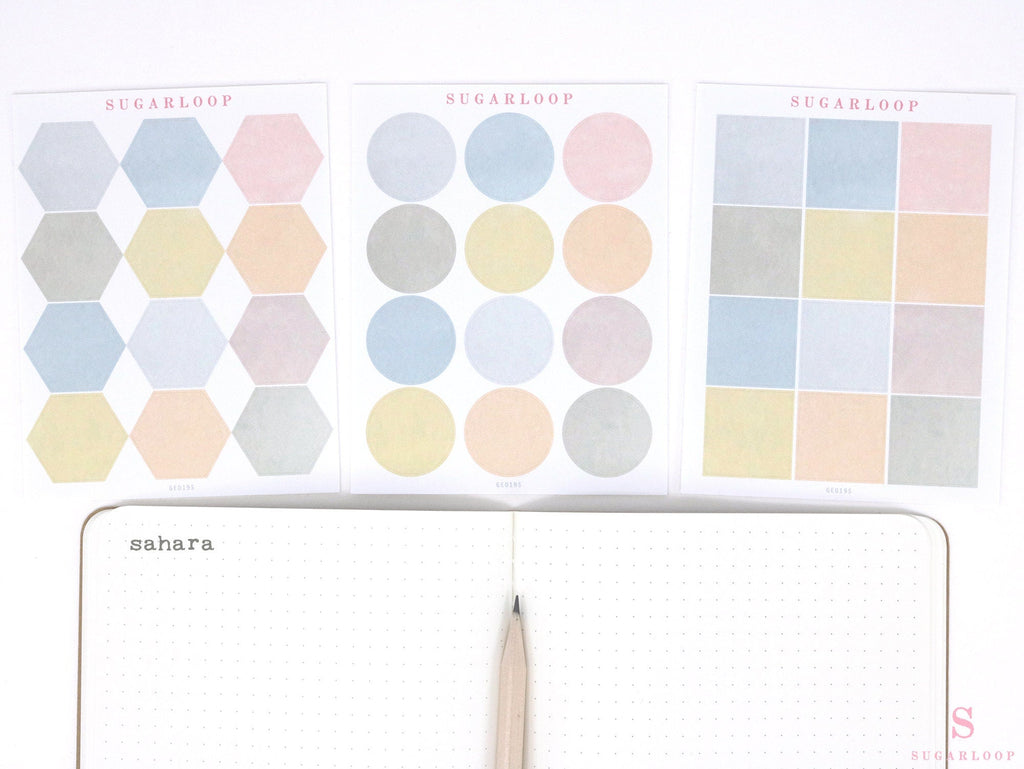 Hexagon Dot Square Bujo Planner Stickers: 1 in (25 mm)
