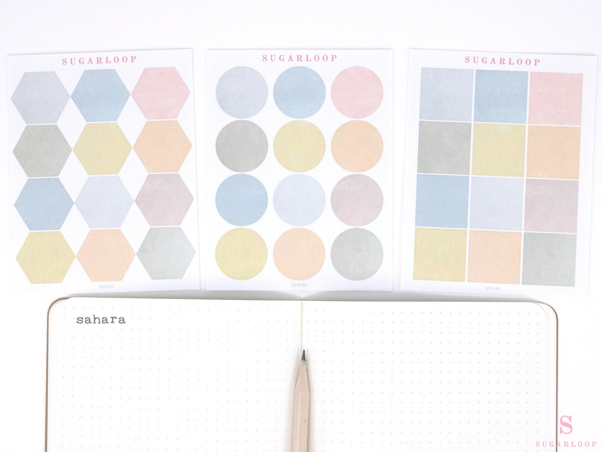 Hexagon Dot Square Bujo Planner Stickers: 1 in (25 mm)