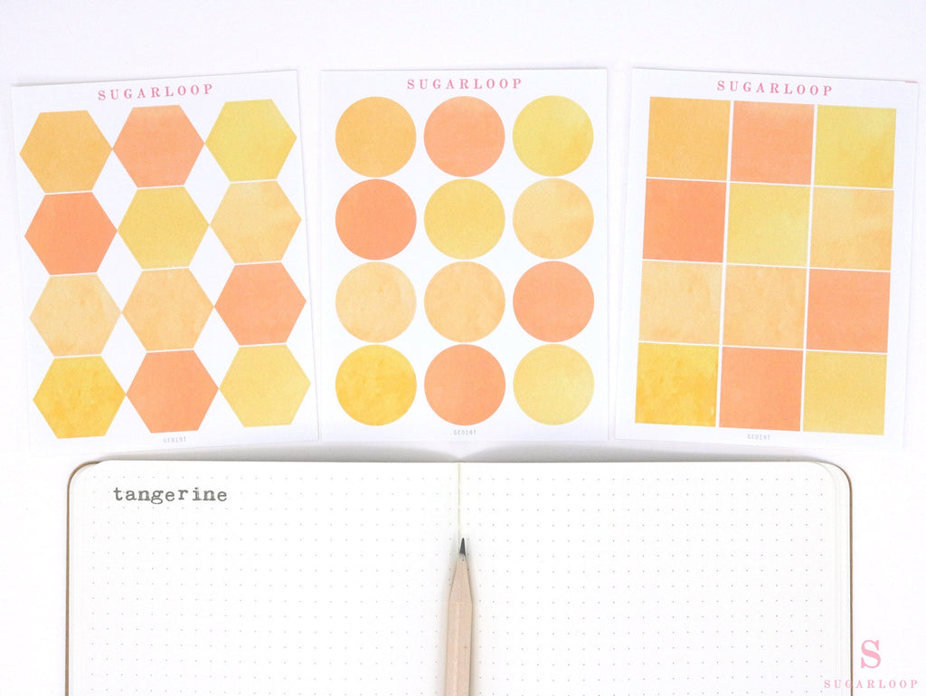 Hexagon Dot Square Bujo Planner Stickers: 1 in (25 mm)