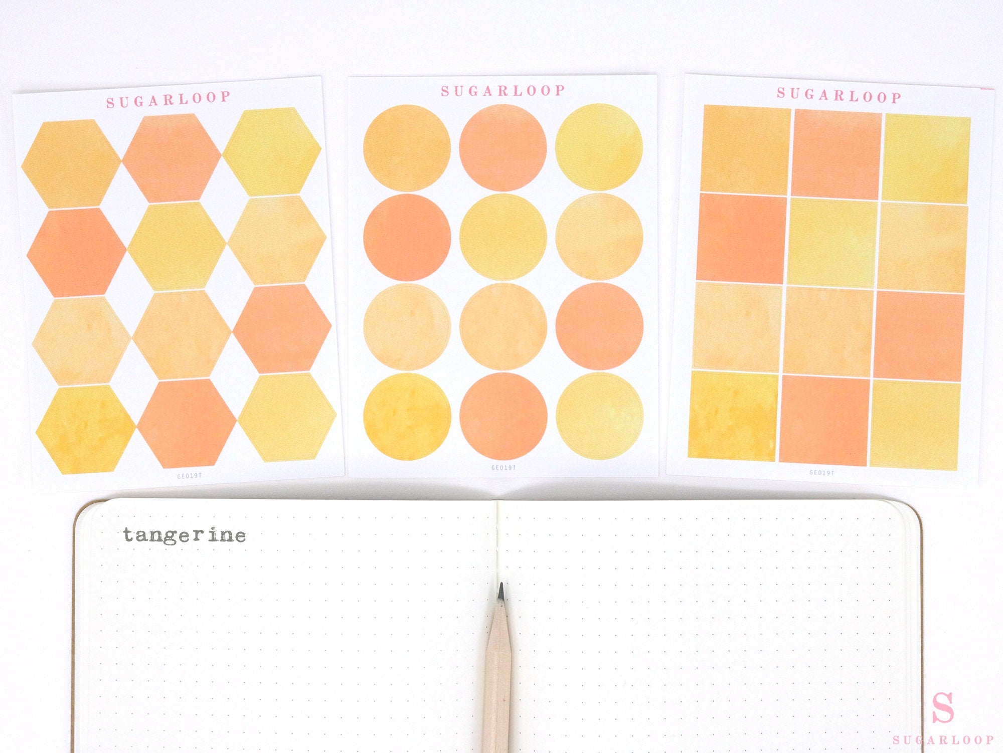 Hexagon Dot Square Bujo Planner Stickers: 1 in (25 mm)