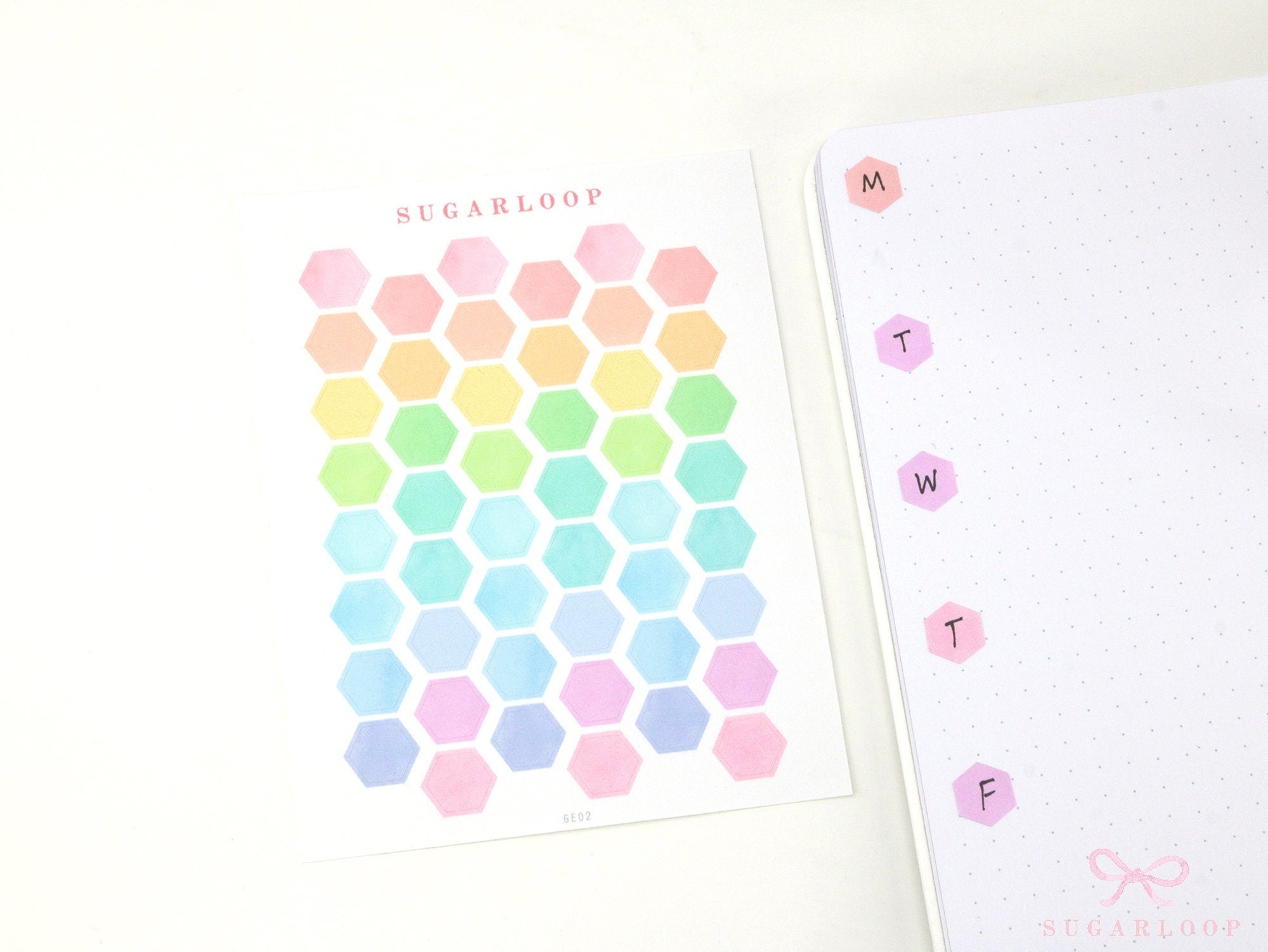 Watercolor Hexagon Bujo Planner Stickers: 0.5” (12 mm)