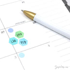 Watercolor Hexagon Bujo Planner Stickers: 0.5” (12 mm)