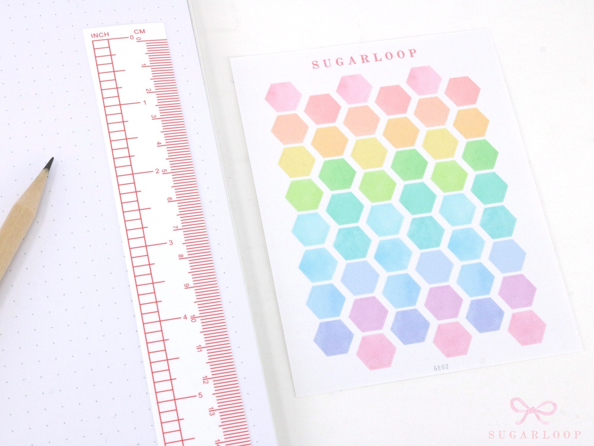 Watercolor Hexagon Bujo Planner Stickers: 0.5” (12 mm)