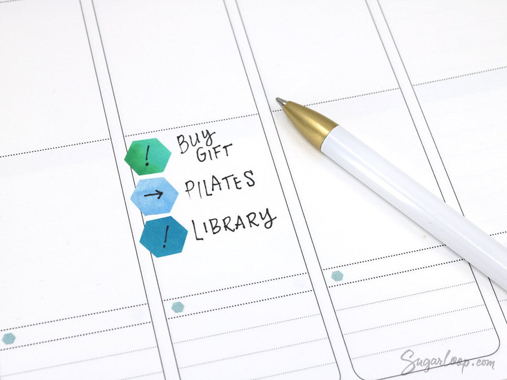 Watercolor Planner and Journal Stickers: Rainbow Hexagon  Dot  Square Labels