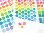 Watercolor Planner and Journal Stickers: Rainbow Hexagon  Dot  Square Labels