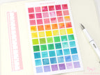 Watercolor Planner and Journal Stickers: Rainbow Hexagon  Dot  Square Labels