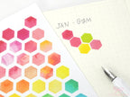Watercolor Planner and Journal Stickers: Rainbow Hexagon  Dot  Square Labels