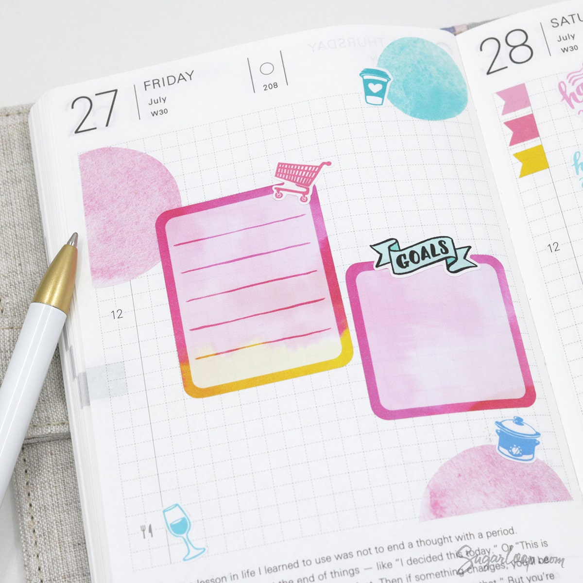 Watercolor Dot Round Circle Bujo Planner Stickers: Four Sizes