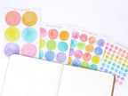Watercolor Dot Round Circle Bujo Planner Stickers: Four Sizes