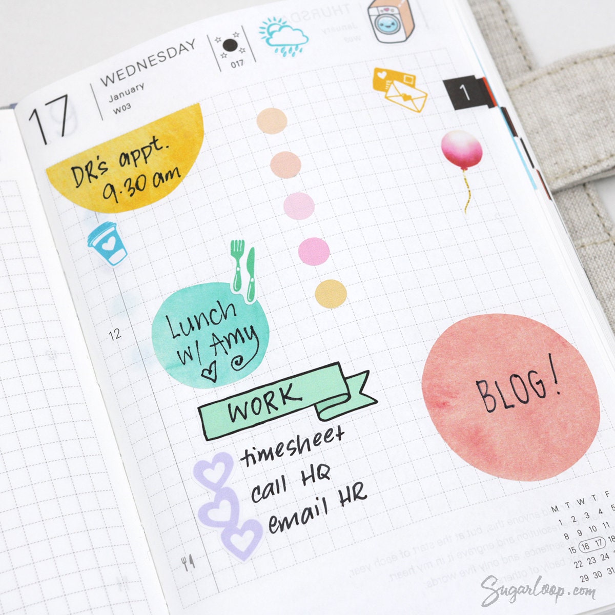 Watercolor Dot Round Circle Bujo Planner Stickers: Four Sizes