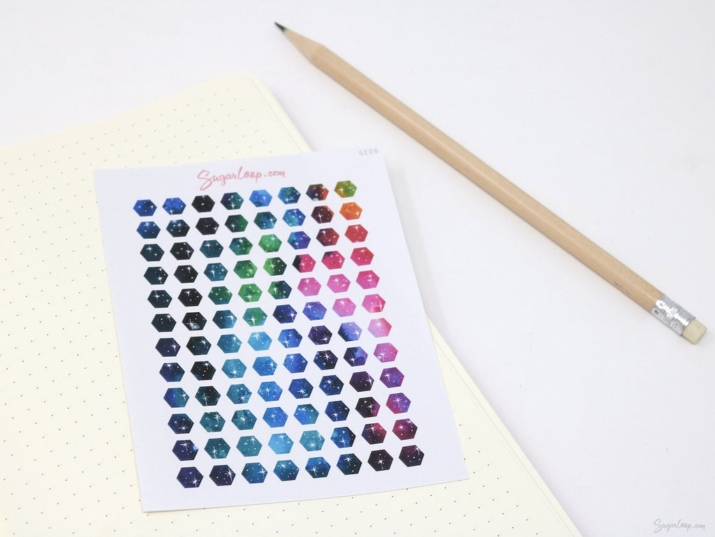 Mini Tiny Galaxy Dots Hexagon Bujo Planner Stickers: 0.25” (6 mm)