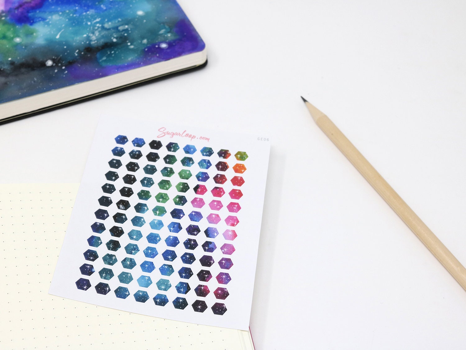 Mini Tiny Galaxy Dots Hexagon Bujo Planner Stickers: 0.25” (6 mm)