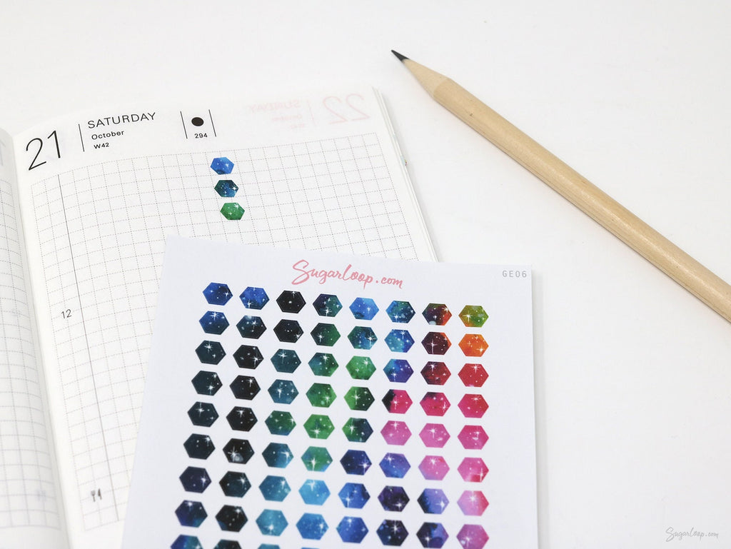 Mini Tiny Galaxy Dots Hexagon Bujo Planner Stickers: 0.25” (6 mm)