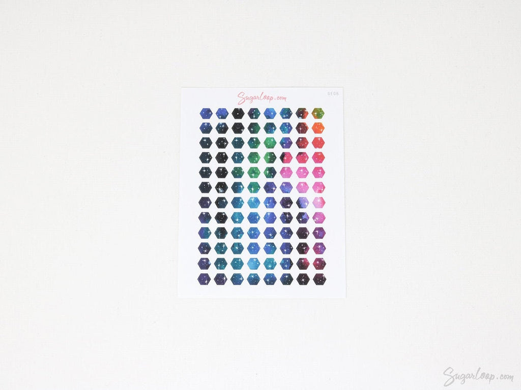 Mini Tiny Galaxy Dots Hexagon Bujo Planner Stickers: 0.25” (6 mm)