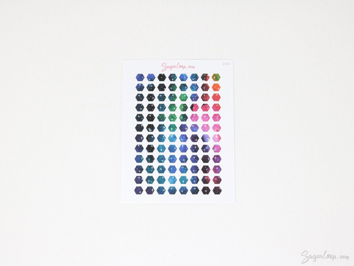 Mini Tiny Galaxy Dots Hexagon Bujo Planner Stickers: 0.25” (6 mm)