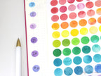 Watercolor Rainbow Dot Circle Bujo Planner Stickers: 0.5in (12 mm)