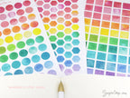 Watercolor Rainbow Dot Circle Bujo Planner Stickers: 0.5in (12 mm)