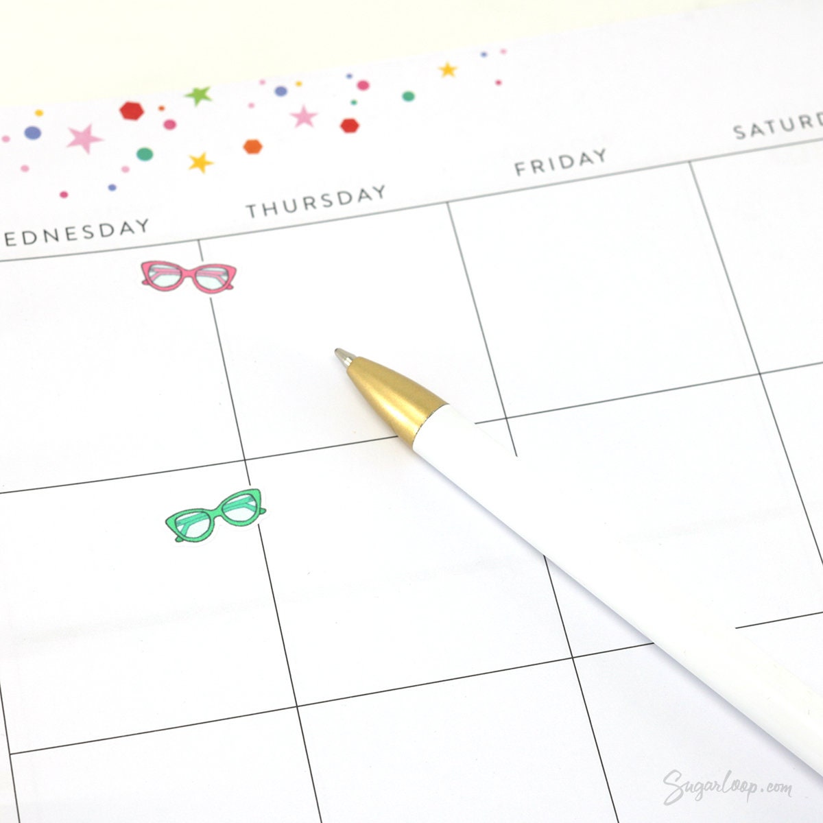 Eye Glasses Reading Bujo Journal Planner Stickers: Rainbow