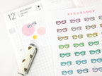 Eye Glasses Reading Bujo Journal Planner Stickers: Rainbow