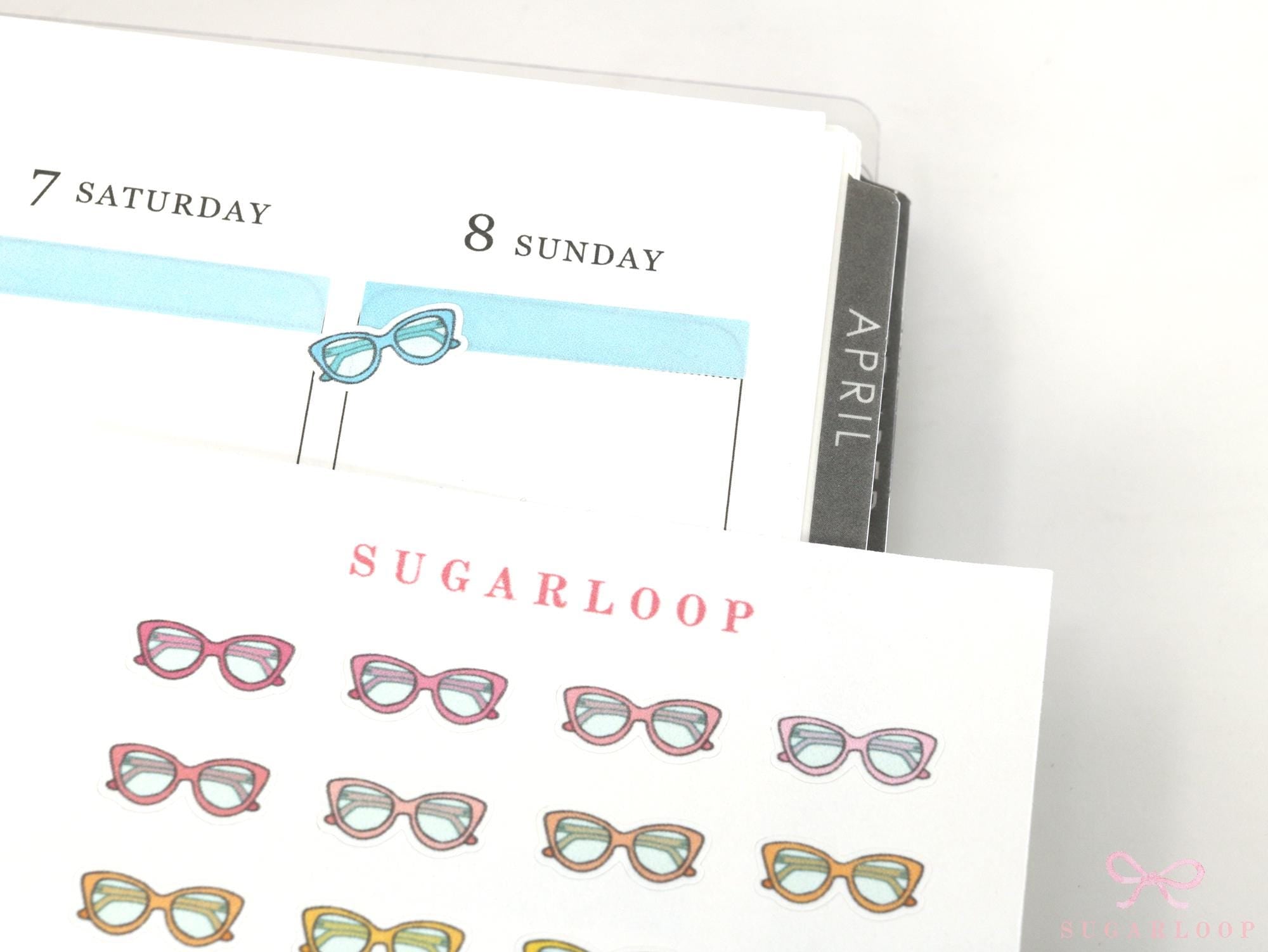 Eye Glasses Reading Bujo Journal Planner Stickers: Rainbow