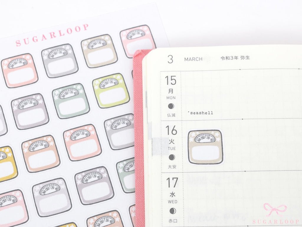 Weigh In Scale Icon Stickers for Planners & Journals
