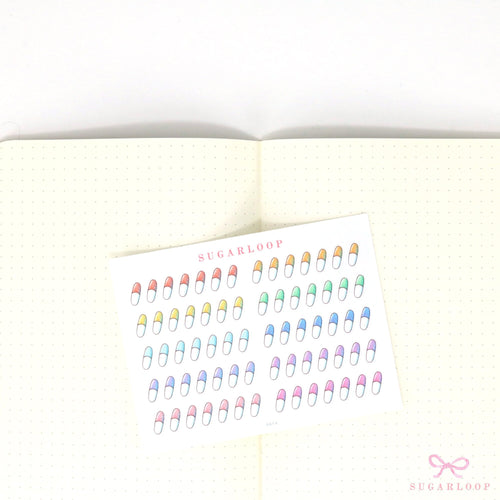 Cute Colorful Kawaii Pill Capsule Bujo Journal Planner Stickers