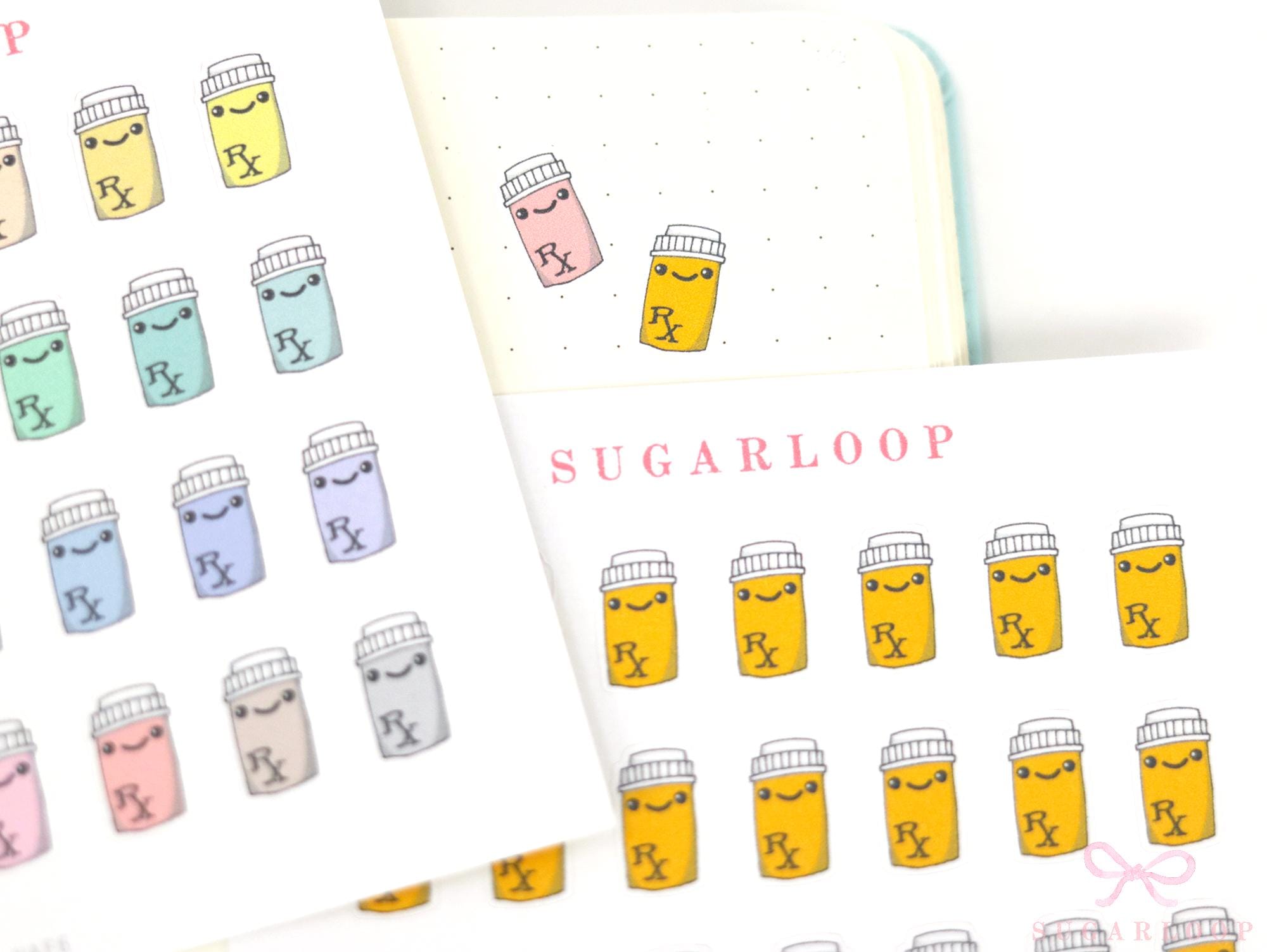 Cute Kawaii Pill Bottle Medicine Bujo Planner Stickers: Prescription Pharmacy Reminder Doctor Meds Tablets Refill Health