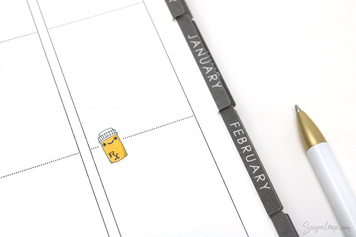 Cute Kawaii Pill Bottle Medicine Bujo Journal Planner Stickers
