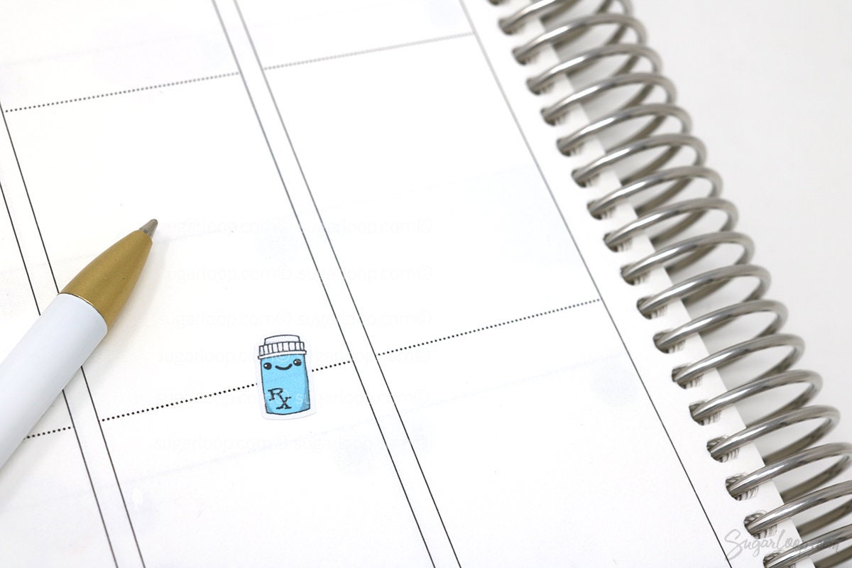Cute Kawaii Rainbow Pill Bottle Medicine Bujo Journal Planner Stickers