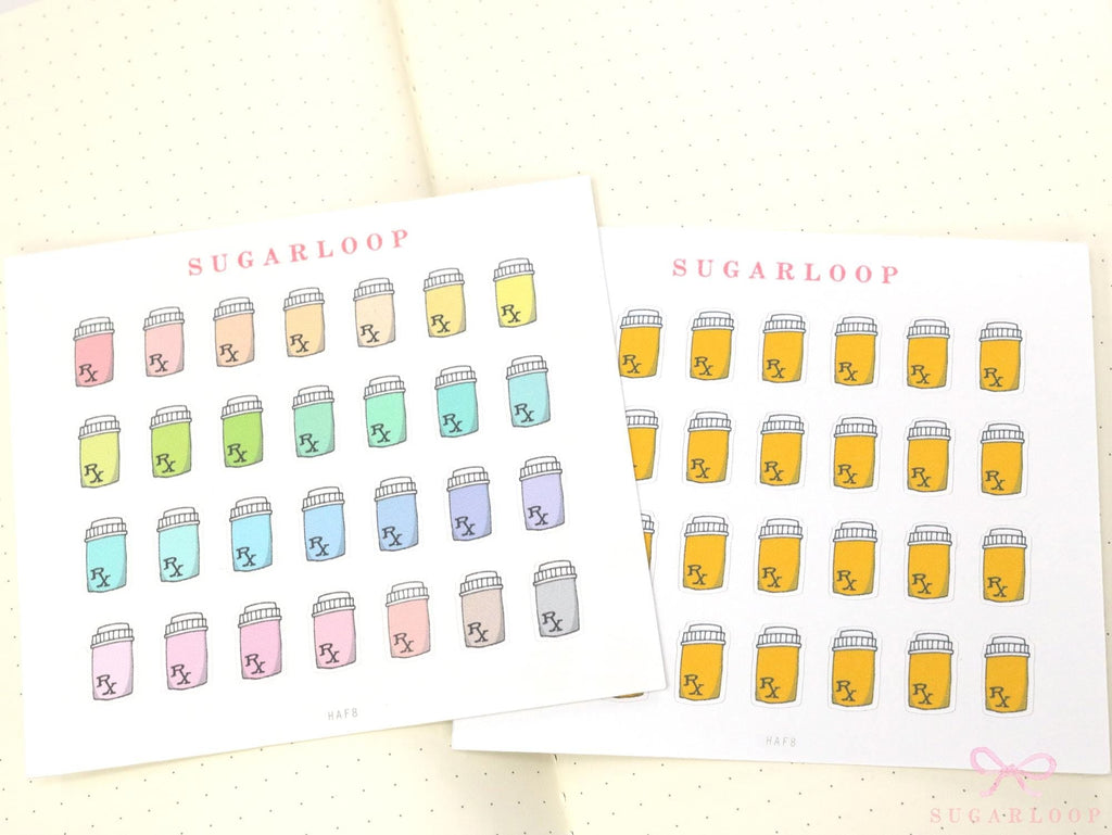 Medicine Pill Trackers Prescription Refill Stickers for Planners Bujo Journals