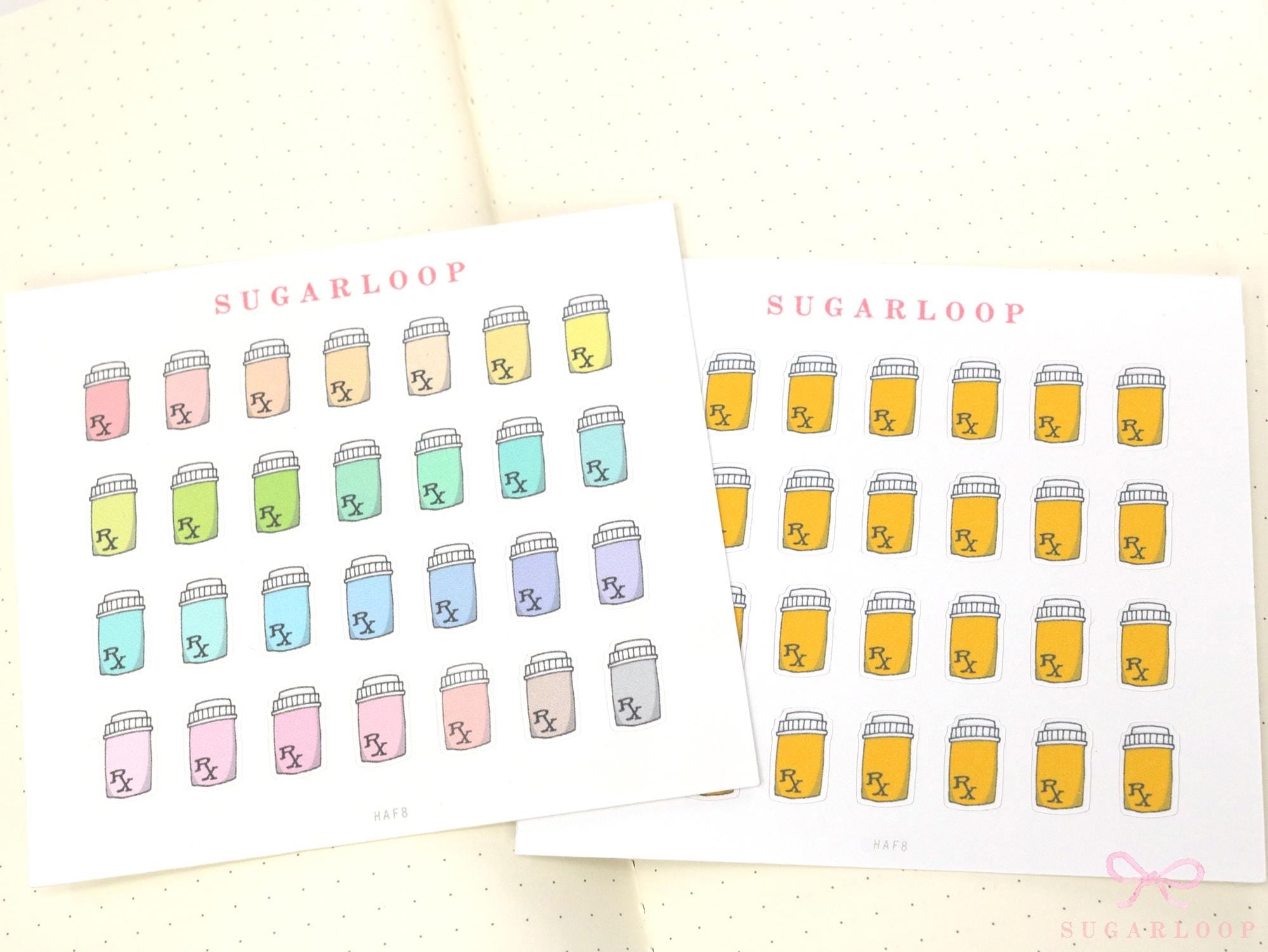 Medicine Pill Trackers Prescription Refill Stickers for Planners Bujo Journals