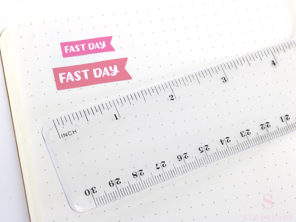 Fast Day Intermittent Fasting Brush Script Hand Lettered Banner Flag Stickers for Planners and Journals