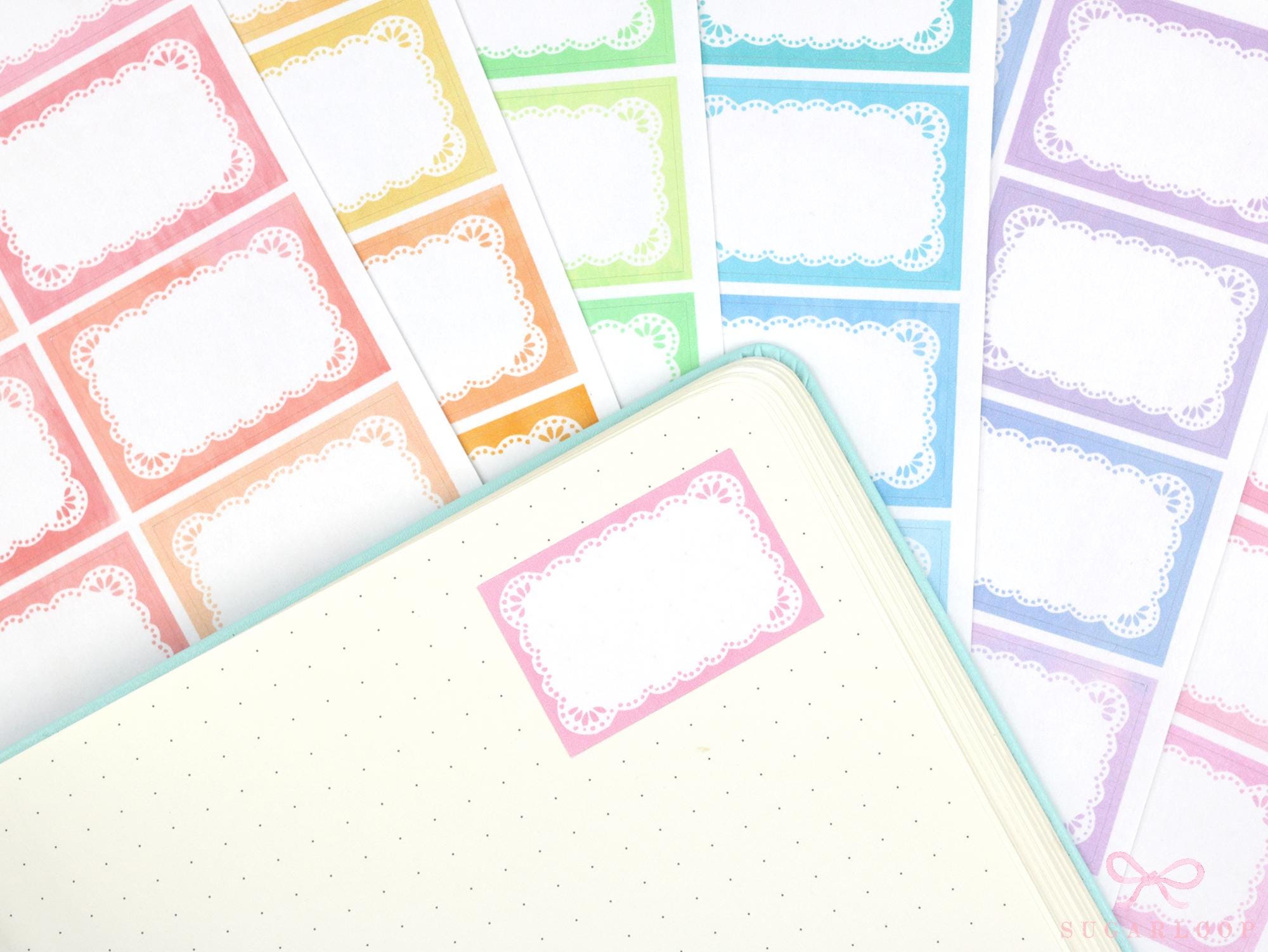 Whimsical Lace Doily Hand-drawn Frame Stickers for Bujo Journals & Planners : 1in (25 mm) Tall