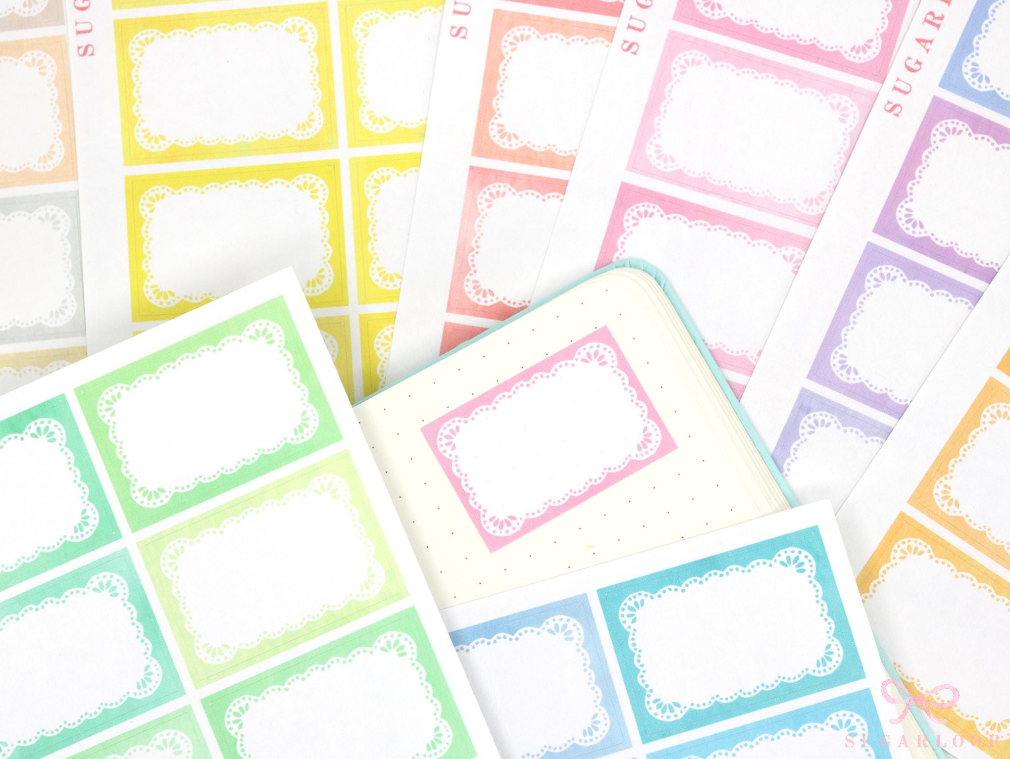Whimsical Lace Doily Hand-drawn Frame Stickers for Bujo Journals & Planners : 1in (25 mm) Tall
