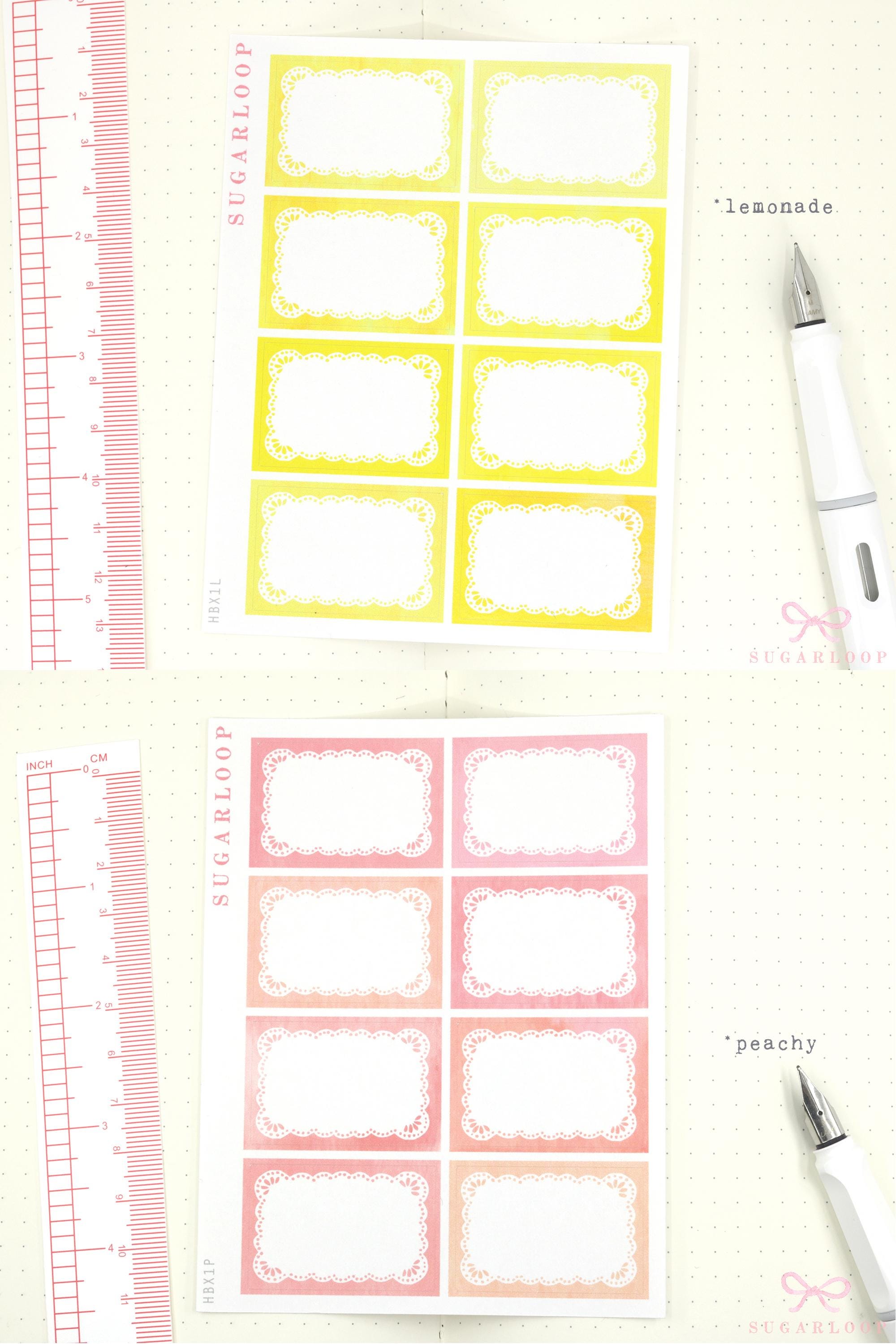 Whimsical Lace Doily Hand-drawn Frame Stickers for Bujo Journals & Planners : 1in (25 mm) Tall