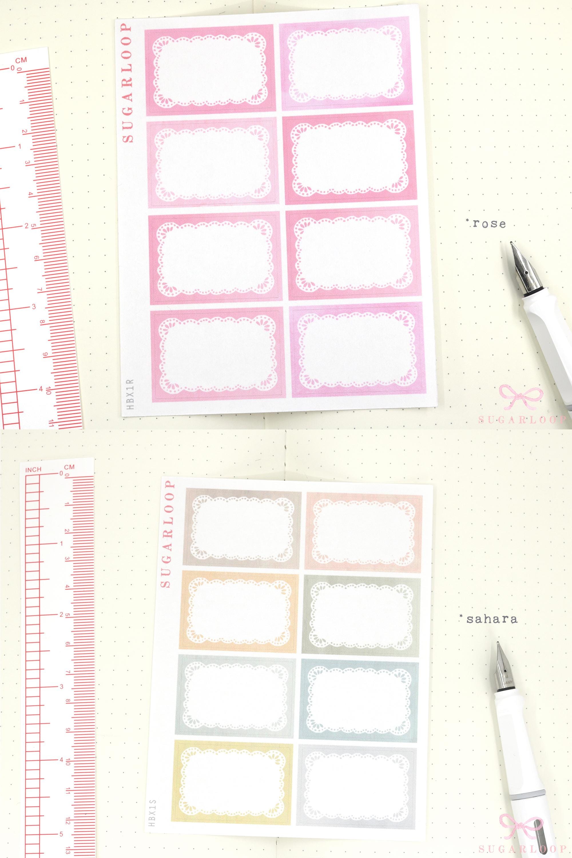 Whimsical Lace Doily Hand-drawn Frame Stickers for Bujo Journals & Planners : 1in (25 mm) Tall