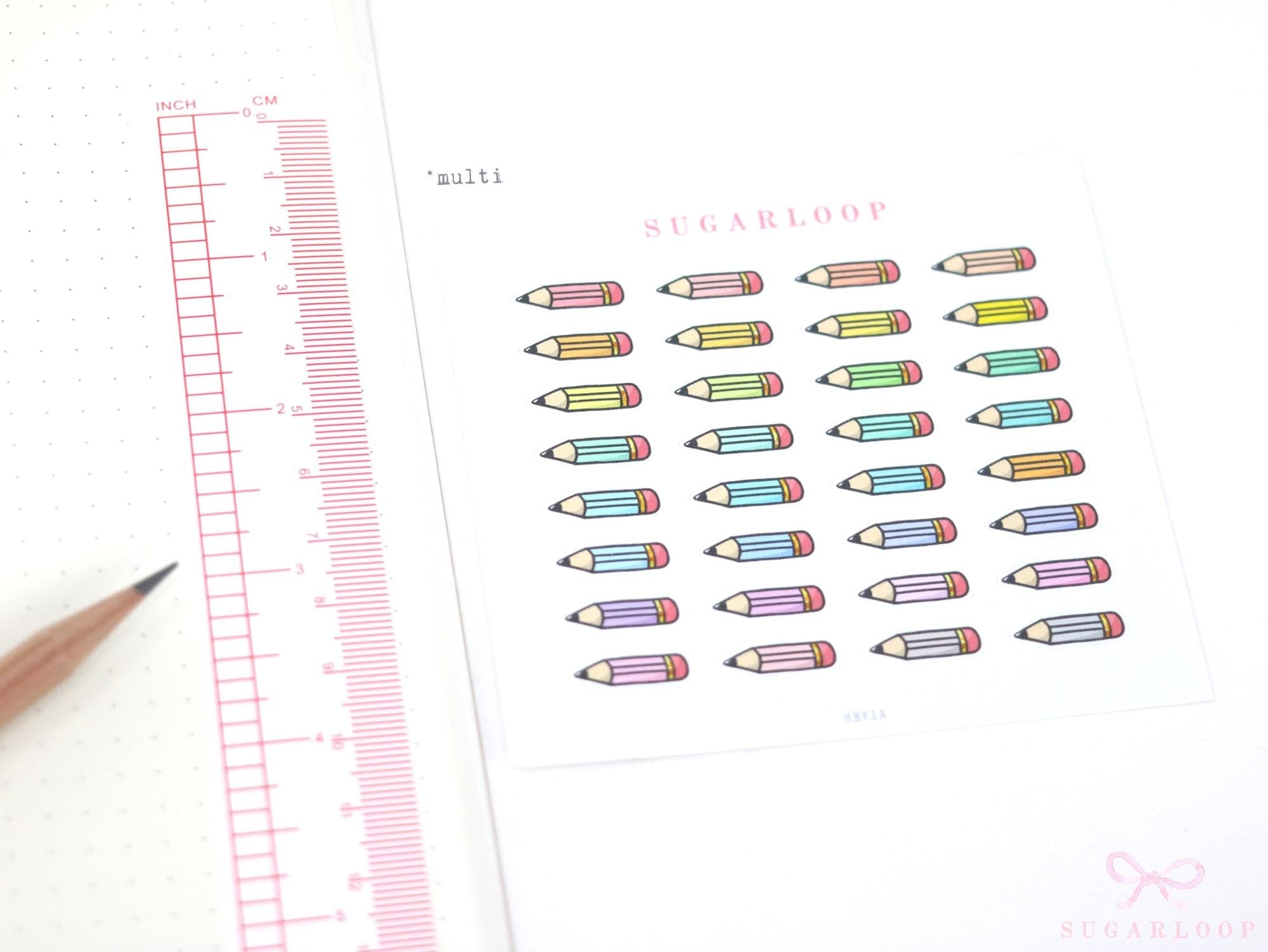 Cute Kawaii Doodle Pencil Planner Bujo and Journal Stickers