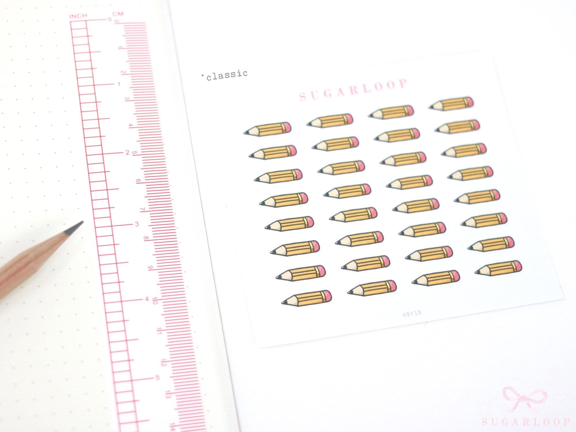 Cute Kawaii Doodle Pencil Planner Bujo and Journal Stickers