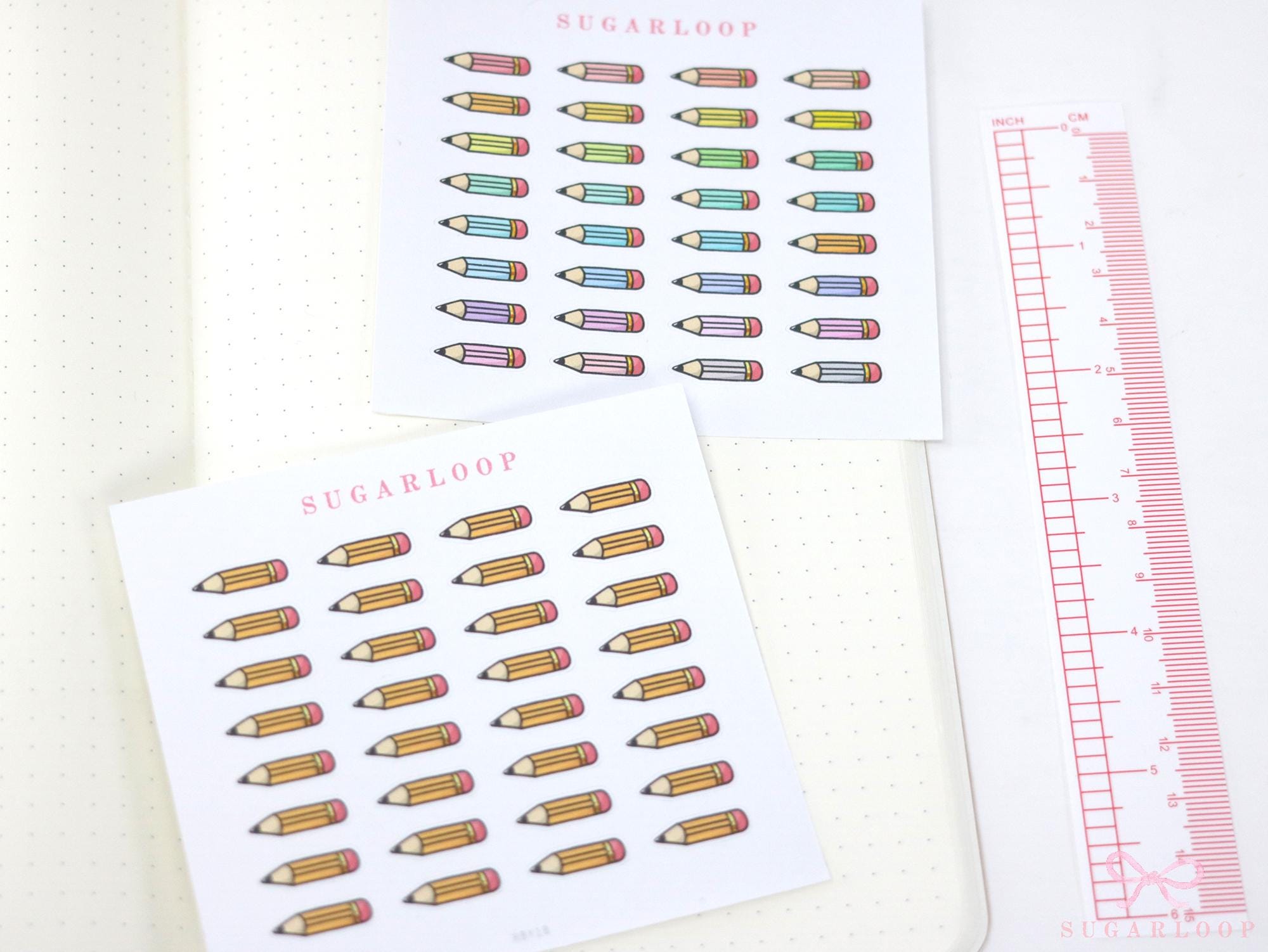 Cute Kawaii Doodle Pencil Planner Bujo and Journal Stickers