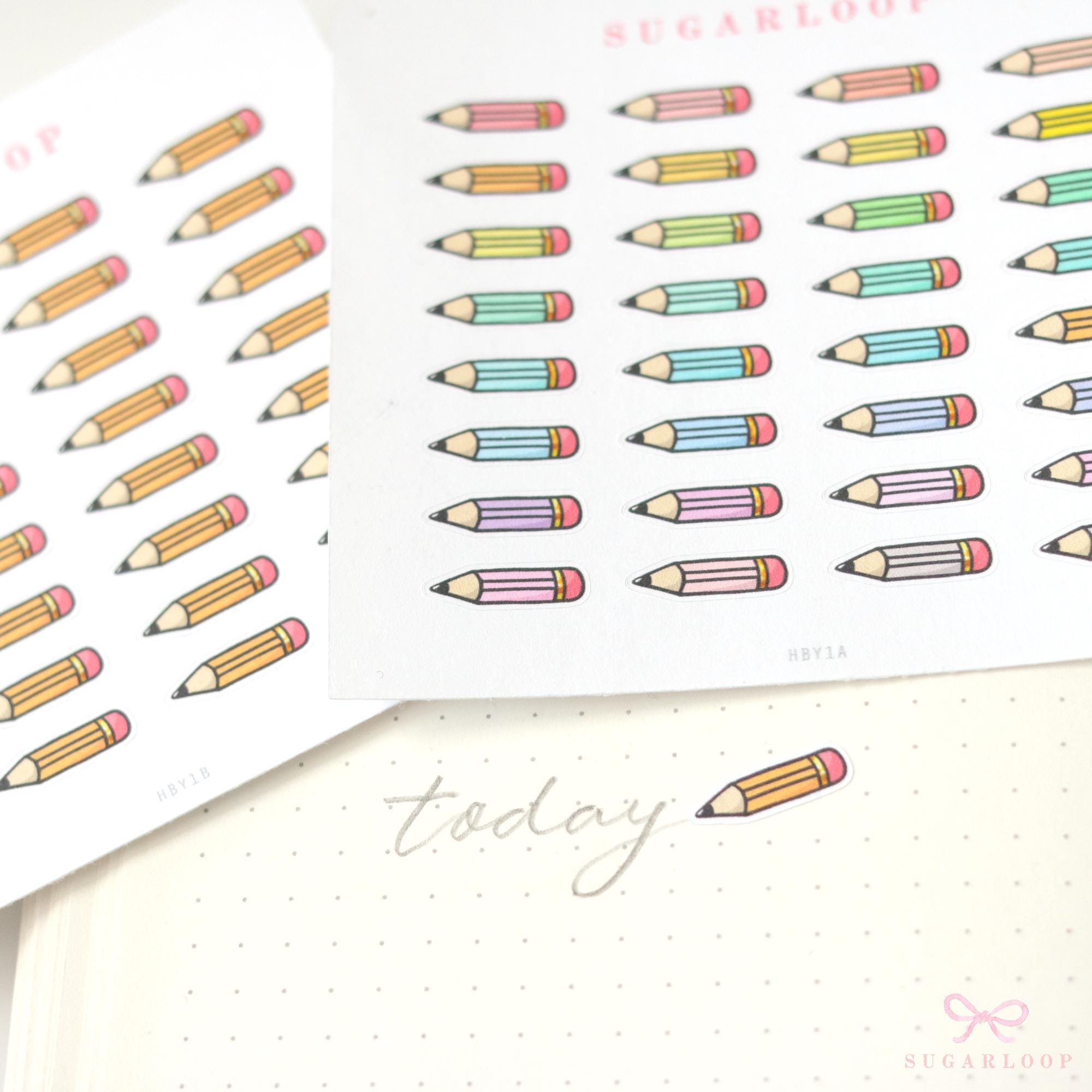 Cute Kawaii Doodle Pencil Planner Bujo and Journal Stickers