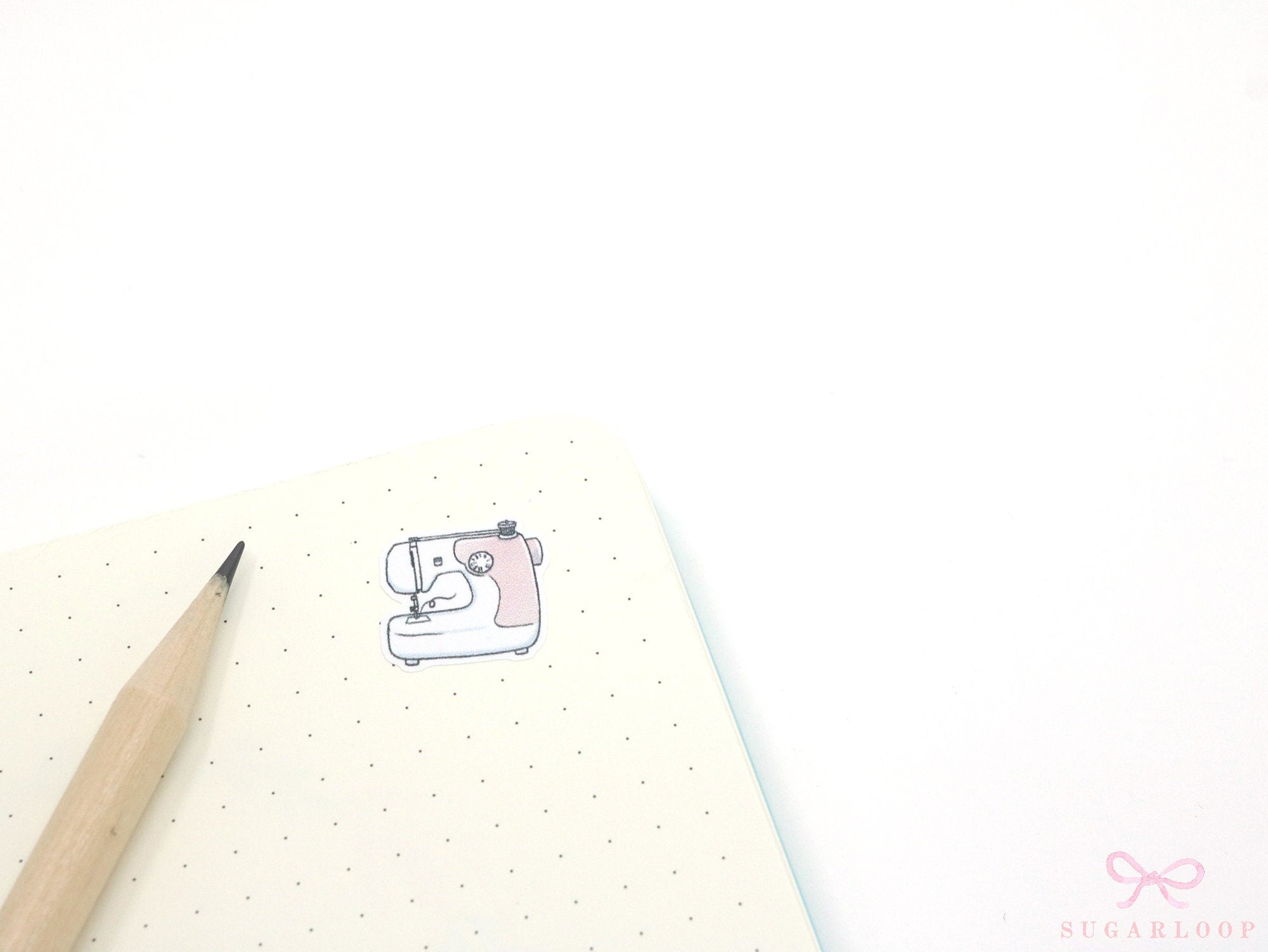 Cute Hand Drawn Sewing Machine Bujo Planner Stickers: Rainbow or Neutral