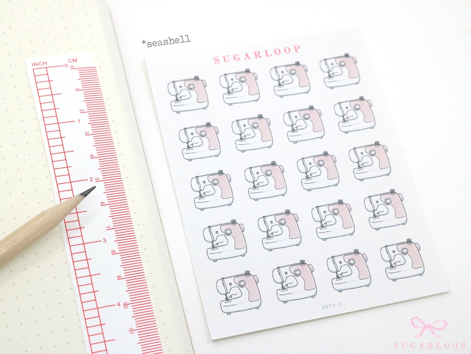 Cute Hand Drawn Sewing Machine Bujo Planner Stickers: Rainbow or Neutral