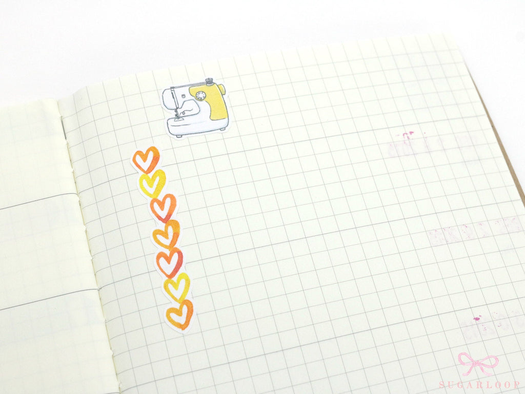 Cute Hand Drawn Sewing Machine Bujo Planner Stickers: Rainbow or Neutral