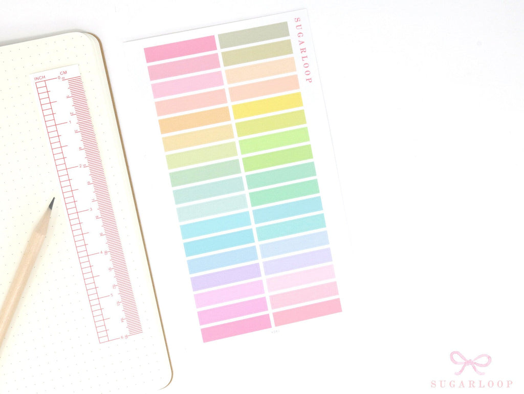 Header Title List Label Bujo Planner Stickers: 0.25in (6 mm) Tall Pastel Rainbow, Planner Essentials