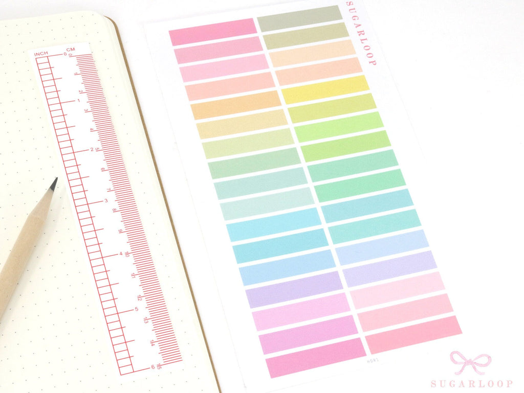 Header Title List Label Bujo Planner Stickers: 0.25in (6 mm) Tall Pastel Rainbow, Planner Essentials