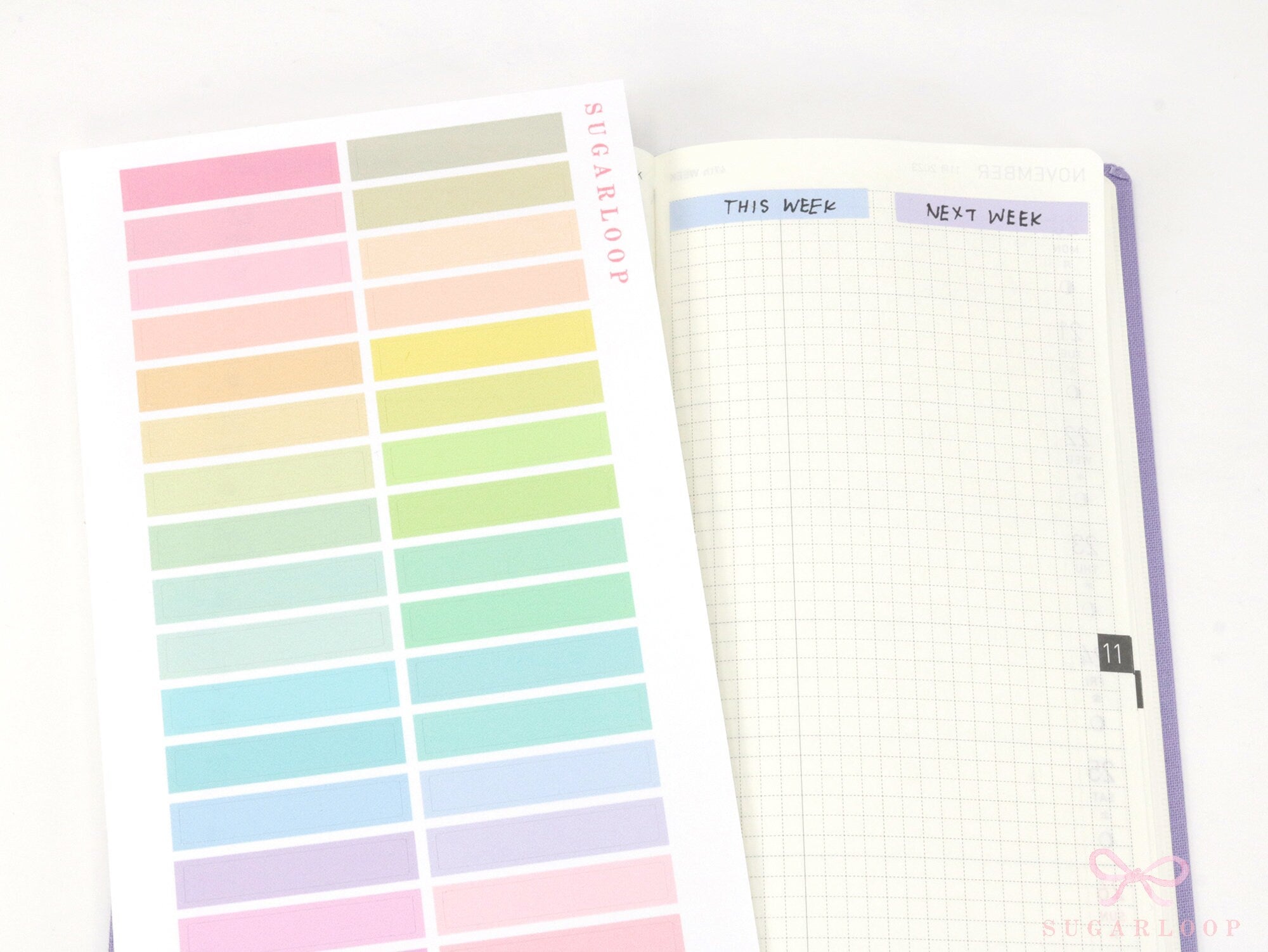 Header Title List Label Bujo Planner Stickers: 0.25in (6 mm) Tall Pastel Rainbow, Planner Essentials